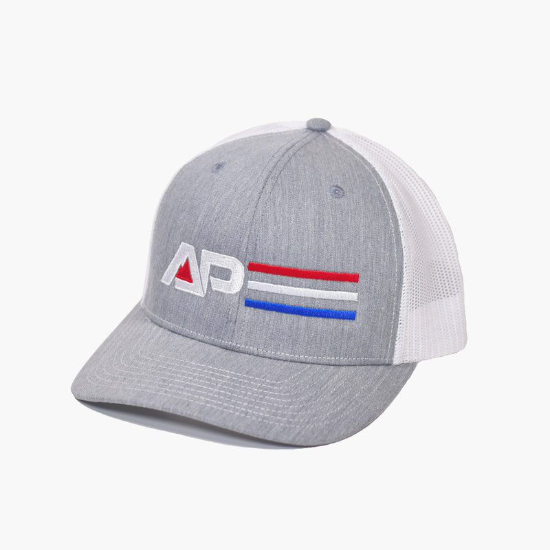 Advanced Primate Mountains & Stripes Hat Heather Grey--front angle view