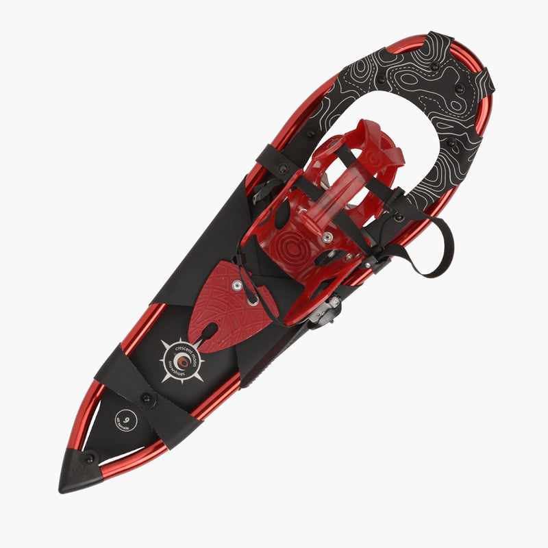 Crescent Moon All Terrain Snowshoes Gold 9 Red - top view