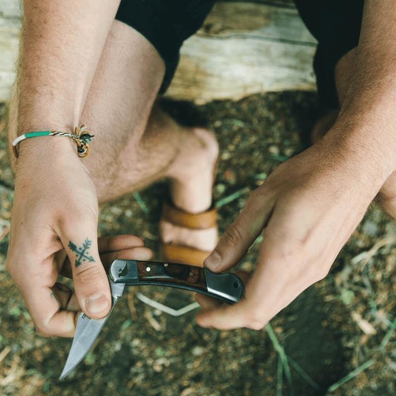 Wood Grain Fine Edge Pocket Knife
