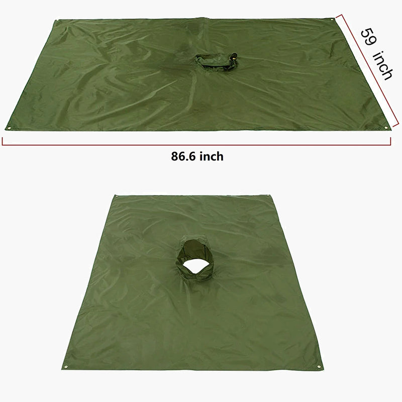 3 in 1 raincoat poncho olive drab--ground cover view
