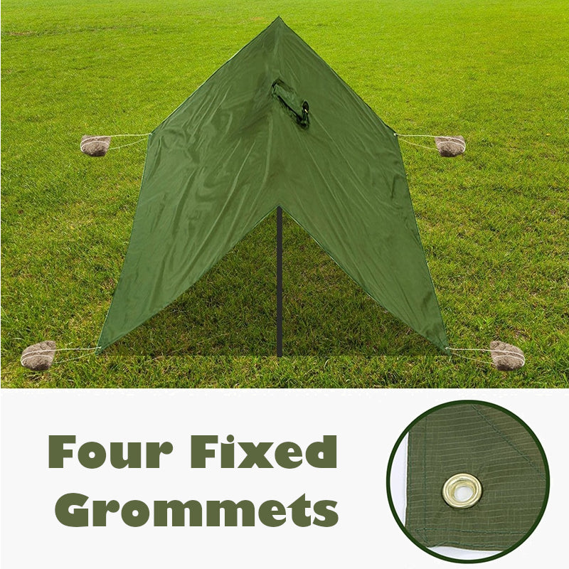 3 in 1 raincoat poncho olive drab--tent shelter view