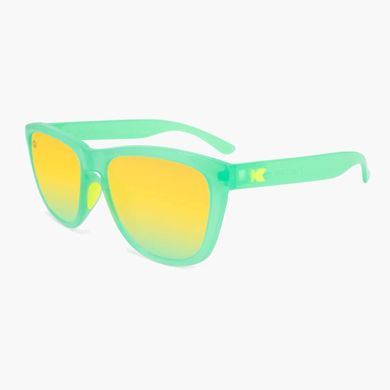 Knockaround Jelly Melon Yellow Sport Sunglasses--flyover view