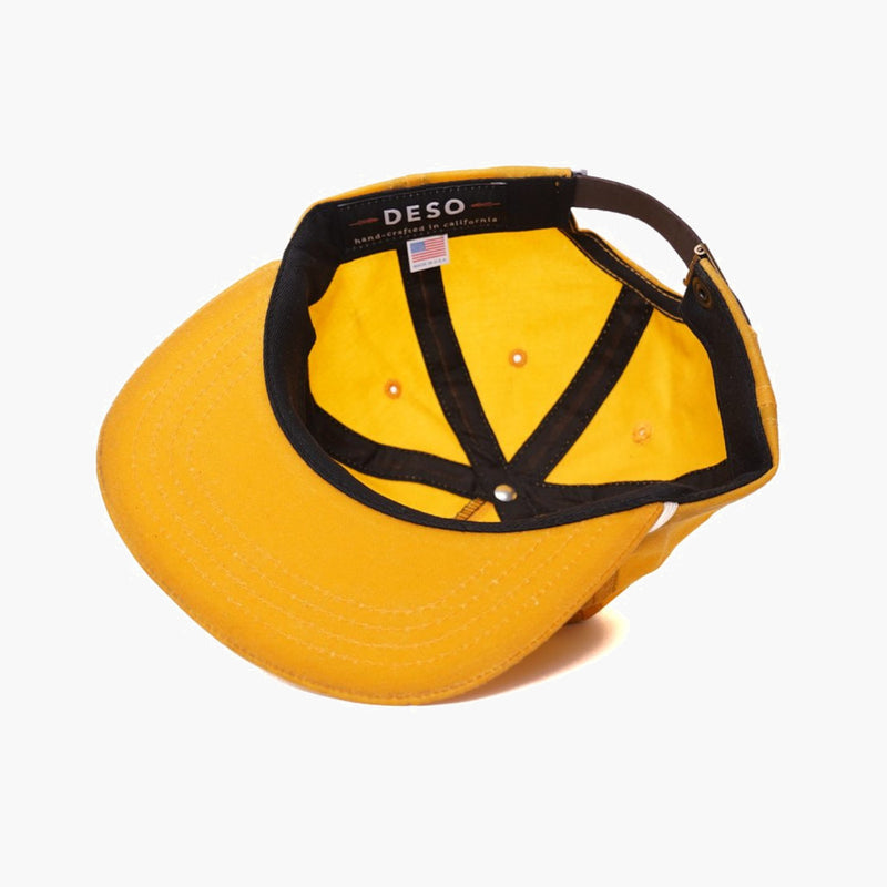 deso supply co past life 5 panel  hat rover yellow - inside view