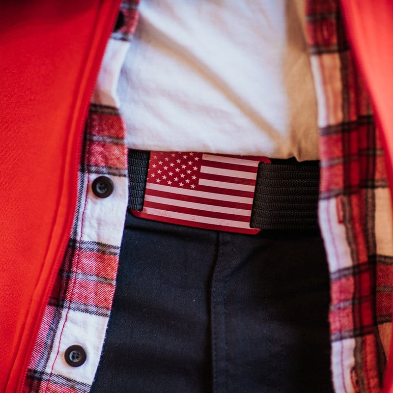 Men's USA Red Flag Belt--in use-- close up