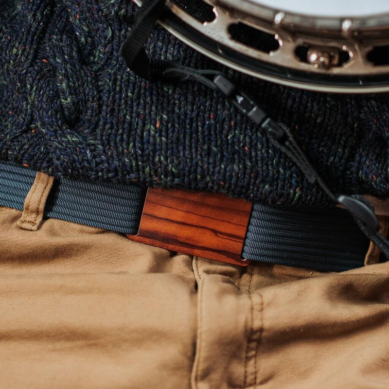 closeup of the olive buckle grip6 belt