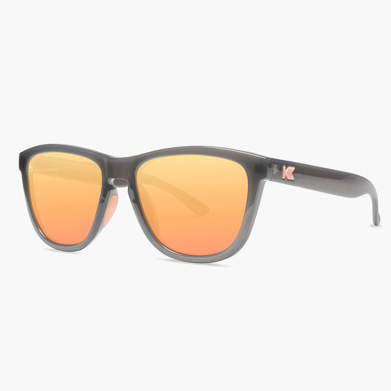 knockaround affordable sport sunglasses jelly grey peach premiums-threequarter view