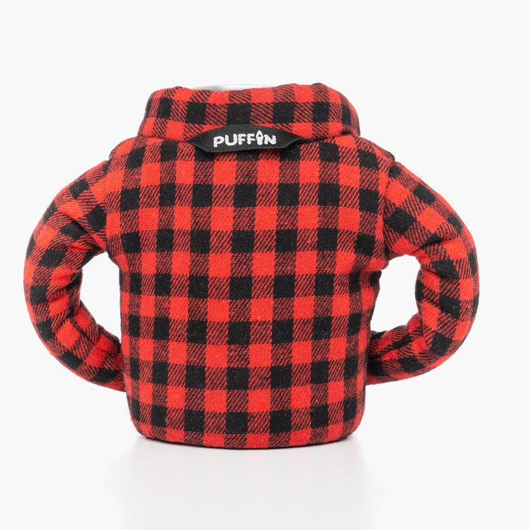 puffin cooler beverage flannel - back view