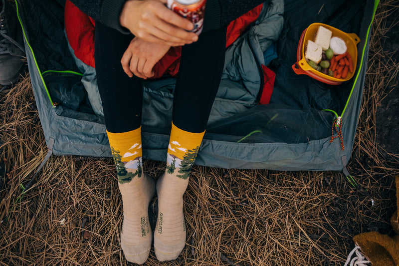 wool socks and a camping tent