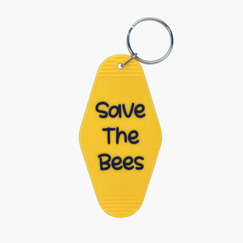 Advanced Primate Save the Bees Retro Motel Key Tag--Front View