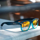 Frosted Navy Fade/Sunset Fort Knocks--sitting on park bench