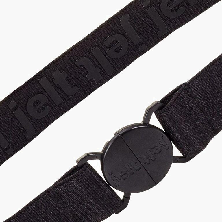 Jelt Black Granite Elastic Belt--fastened--close up
