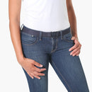 Jelt Denim Navy Blue Elastic Belt--on a woman