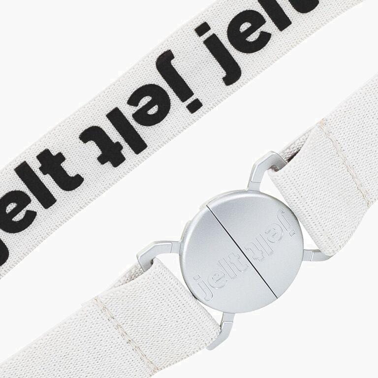 Jelt Limited Edition Glacier White & Silver Elastic Belt--fastened
