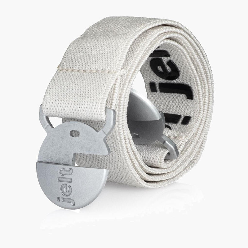 Jelt Limited Edition Glacier White & Silver Elastic Belt--rolled