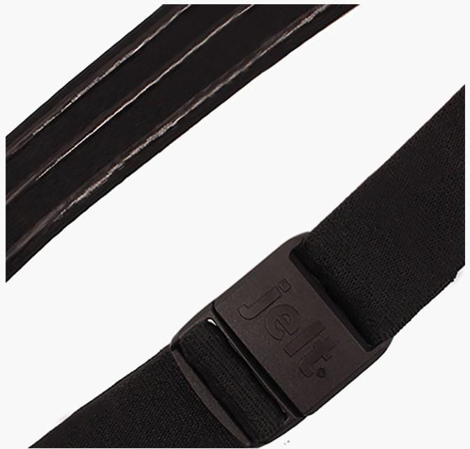 JeltX Black Adjustable Elastic Belt--fastened--close up