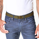 Jelt Khaki Green Elastic Belt--on a man