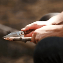 Wood Grain Fine Edge Pocket Knife