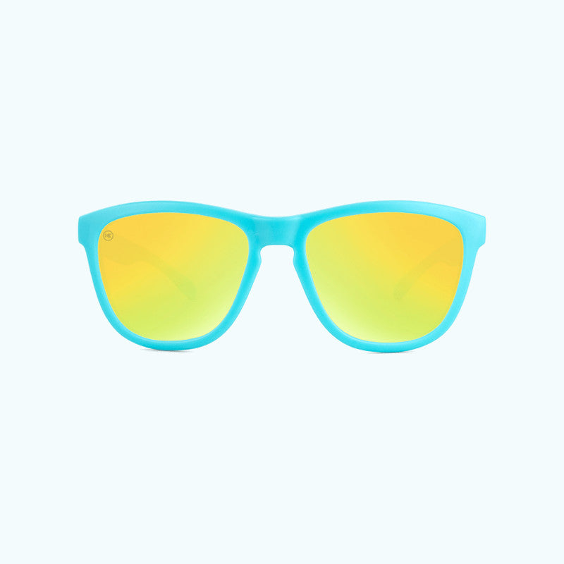 knockaround affordable kids sunglasses matte blue and yellow premiums-front view