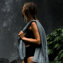 Matador nanodry shower towel charcoal grey - waterfall view