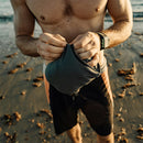 matador packable towel poncho - charcoal lifestyle view