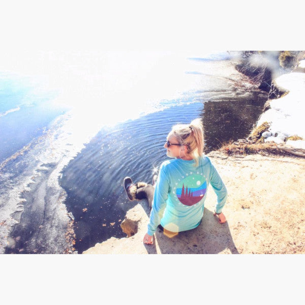 nature backs chalky mint long sleeve blue - lifestyle view