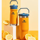stanley the iceflow flip straw water bottle 22 oz saffron - lifestyle2  view