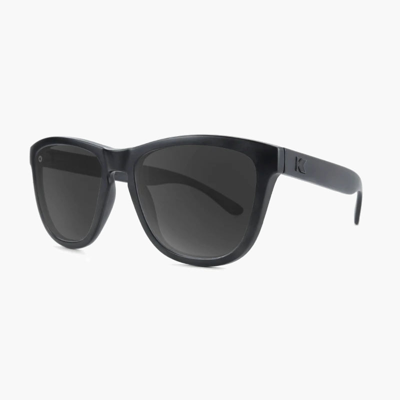 Knockaround Black on Black Smoke Premium Sunglasses--side view