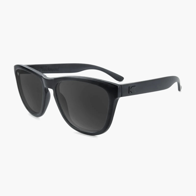 Knockaround Black on Black Smoke Premium Sunglasses--flyover view