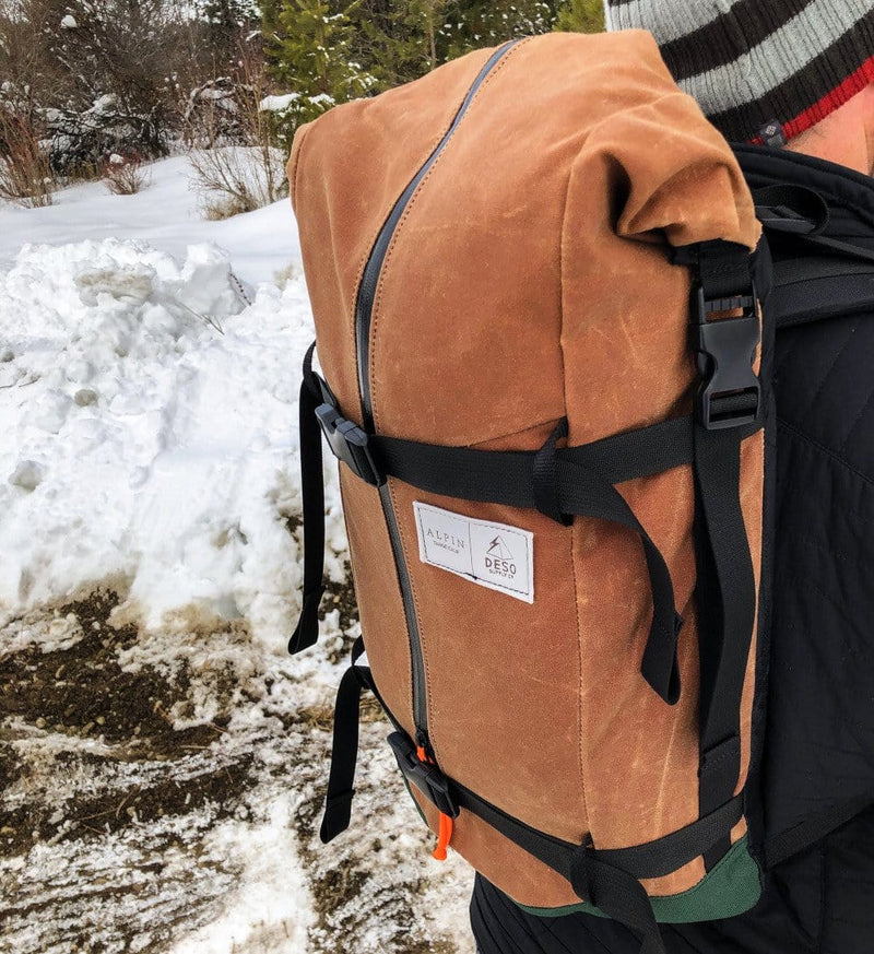 ALPIN x DESO Rolltop Pack--in use