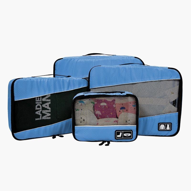 4-Piece Breathable Packing Cubes--Sky Blue