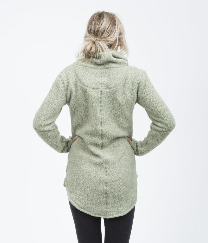 Deso Supply Co. Tallac Oil Green Pullover--on model--back view