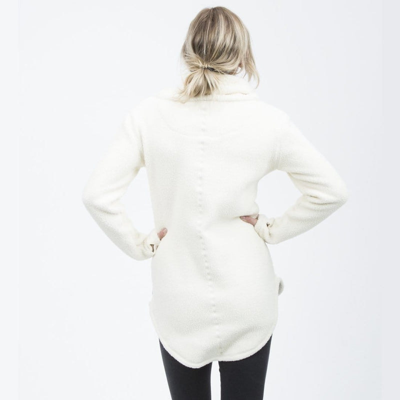 Deso Supply Co. Tallac Winter White Pullover--on model--back view