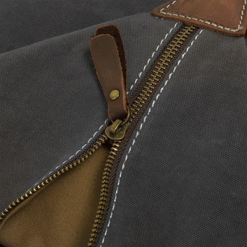 Canvas & Leather Rucksack--zipper