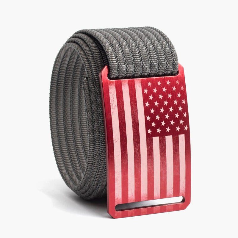 Men's USA Red Flag Belt--grey