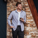 Grip6 Men's Classic Ninja Belt--man holding a cup of coffee