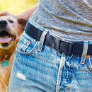 JeltX Navy Adjustable Elastic Belt--worn close up