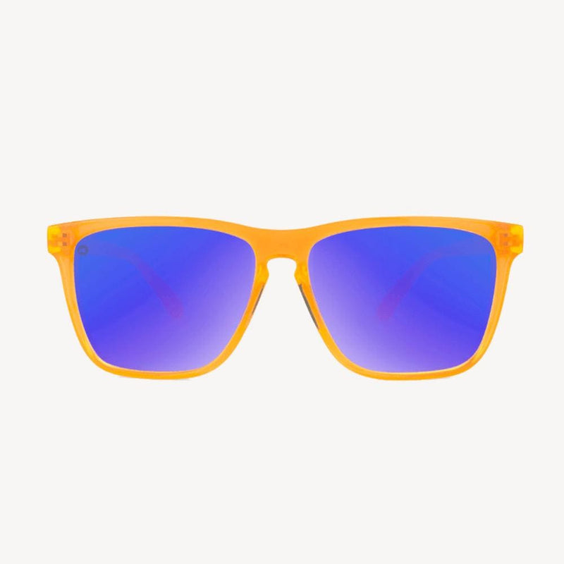 Knockaround Neon Orange Blue Moonshine Fast Lanes Sport Sunglasses--front view