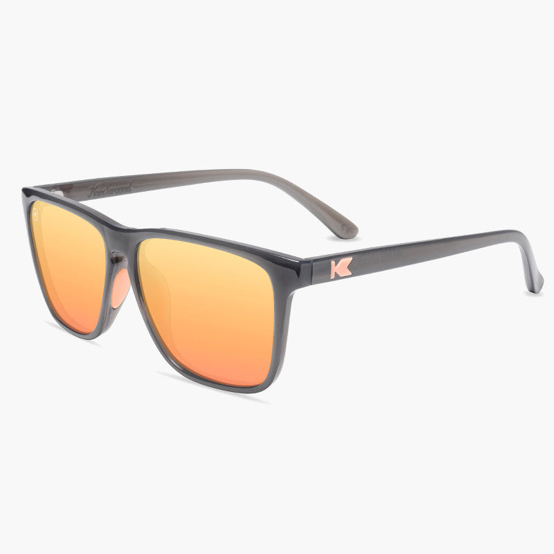knockaround affordable sport sunglasses jelly grey peach fast lanes-flyover view