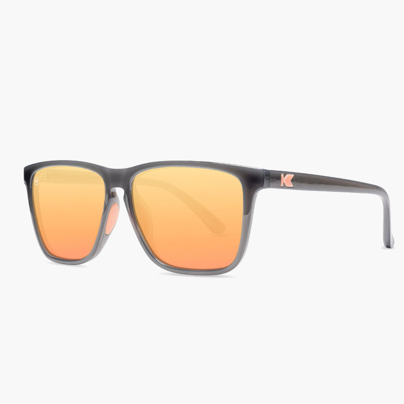 knockaround affordable sport sunglasses jelly grey peach fast lanes-threequarter view
