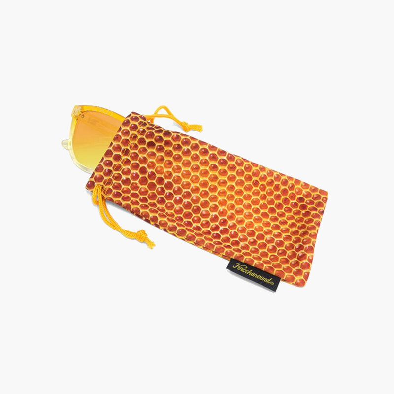 Hive Mind Premiums Knockaround Sunglasses--honeycomb pouch view