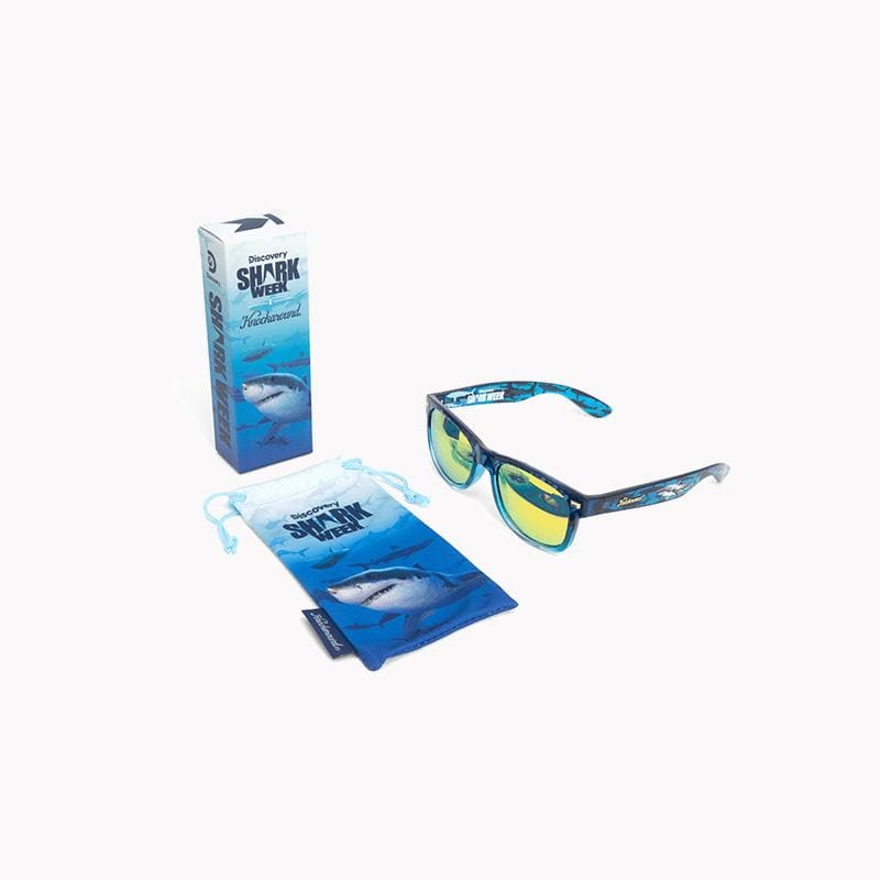 Knockaround Discovery Channel Shark Week Sunglasses 2020--commemorative pouch and packaging