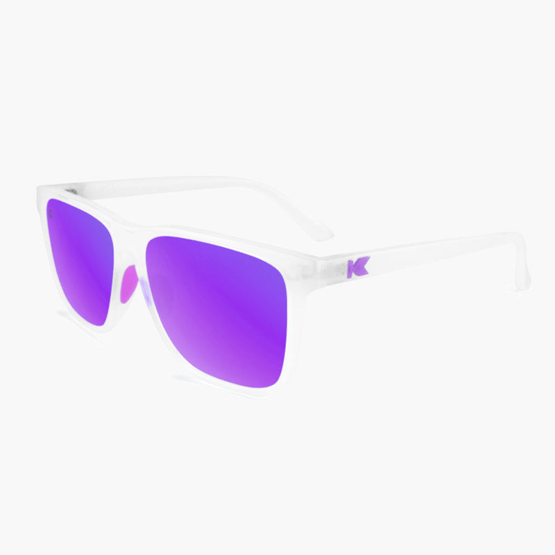 knockaround sport sunglasses clear jelly purple fast lanes - flyover view