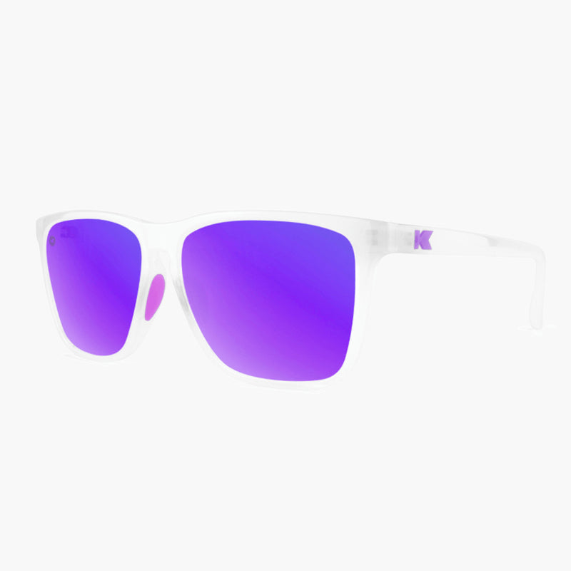 knockaround sport sunglasses clear jelly purple fast lanes - threequarter view