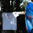 Locin Surf Company Extra Foamy Tee--by a surf board