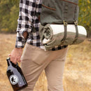 Green Finley Mill Pack--bottom straps carrying blanket