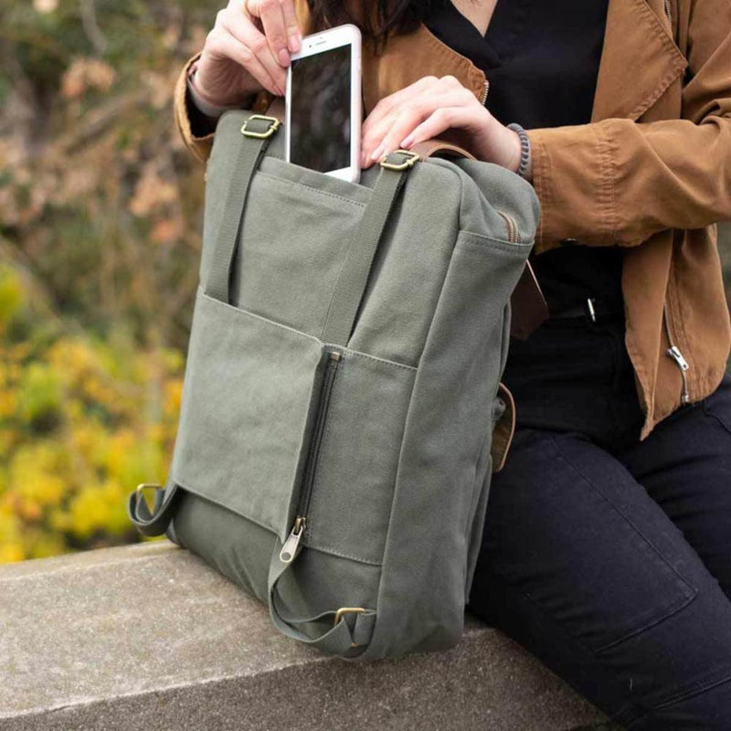 Green Turlee Tote--cell phone pocket