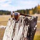 Proof Eyewear on a fence post.