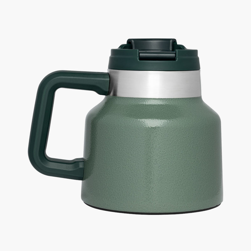 stanley tough to tip admiral's mug hammertone green--back view