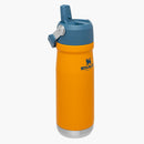 stanley the iceflow flip straw water bottle 22 oz saffron - straw open view