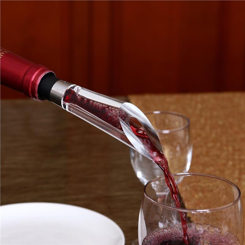 Wine Aerating Pourer and Decanter w/ Base--in use